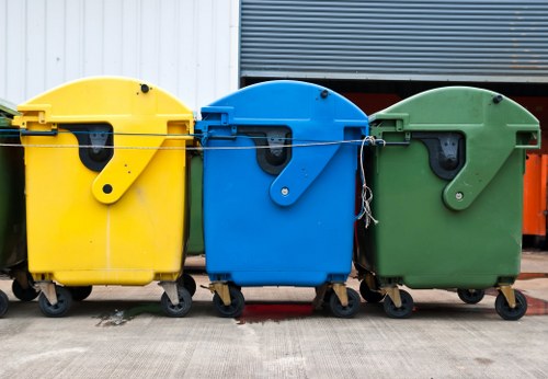 Bulk waste collection trucks in Earls Court