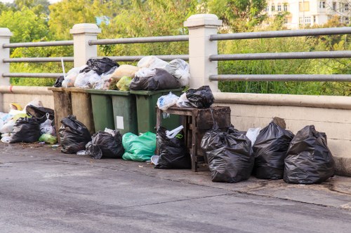 Community members participating in waste management